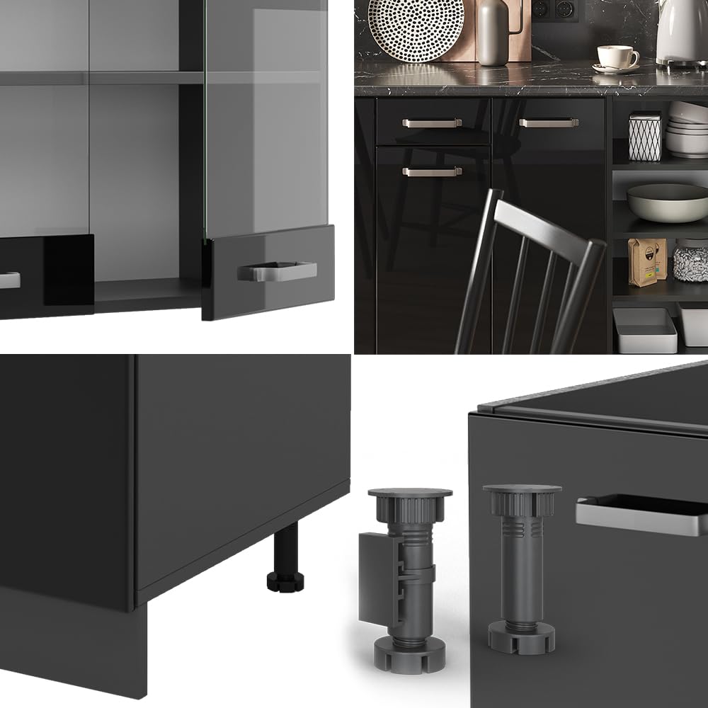 Vicco Cuisine R-Line, Chêne doré/anthracite, 240cm J-Shape, PT Marbre | Leroy Merlin