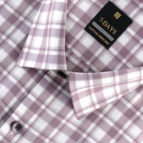 Image of 7-DAYS Men's Premium Checks Formal Shirt - Cotton Rich, Regular Fit, Full Sleeve, with Pocket, Wrinkle Resistant - Stylish Office & Everyday Wear.