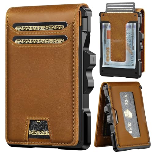 furid Genuine Leather Wallet for Men: Slim RFID Smart Minimalist Wallet