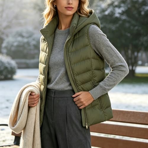 Puffer Vest Women Hooded Lightweight Quilted Fall Winter Casual Outerwear - image 6