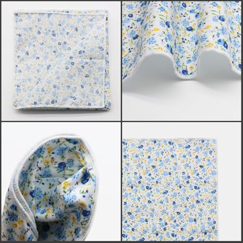 Image of Floral Pocket Squares for Men with Holder Printed Flower Mens Handkerchief Cotton Suit Pocket Hanky for Wedding