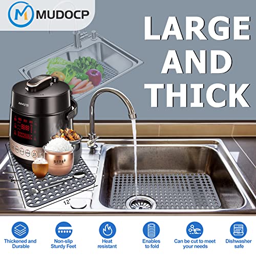 Sink Protectors For Kitchen Sink, Silicone Sink Mats For Bottom Of Kitchen Sink Grid Accessory, 25.2'' X 13'' Non-Slip Kitchen Sink Mat For Farmhouse Stainless Steel Sink With Center & Rear Drain #TOP3