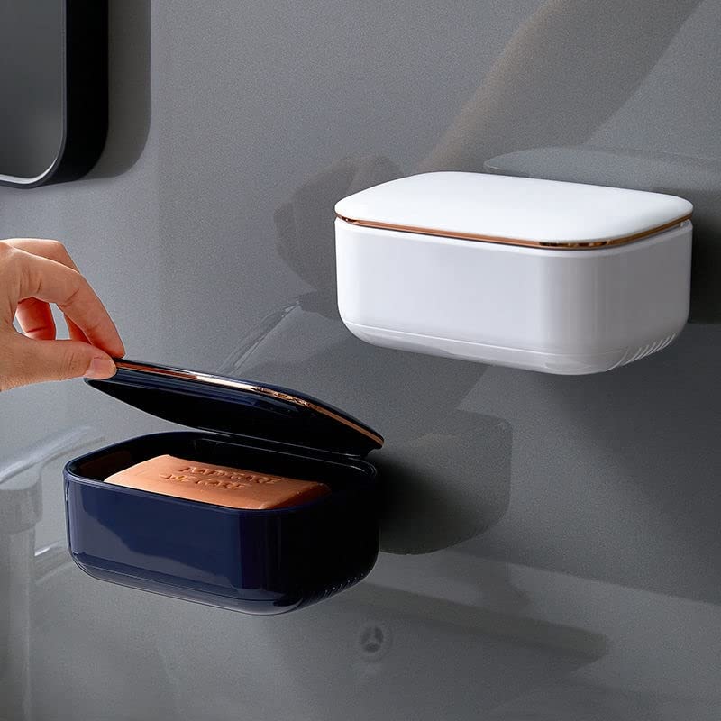 Jabonera portátil for baño, Resistente al Agua, de Alta Capacidad, Ideal for el hogar y(Blue)