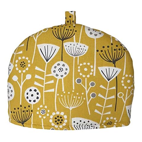 CUSHIONS2U Handmade Scandi Style Bergen Ochre Yellow, Grey Large Tea Cosy Cover