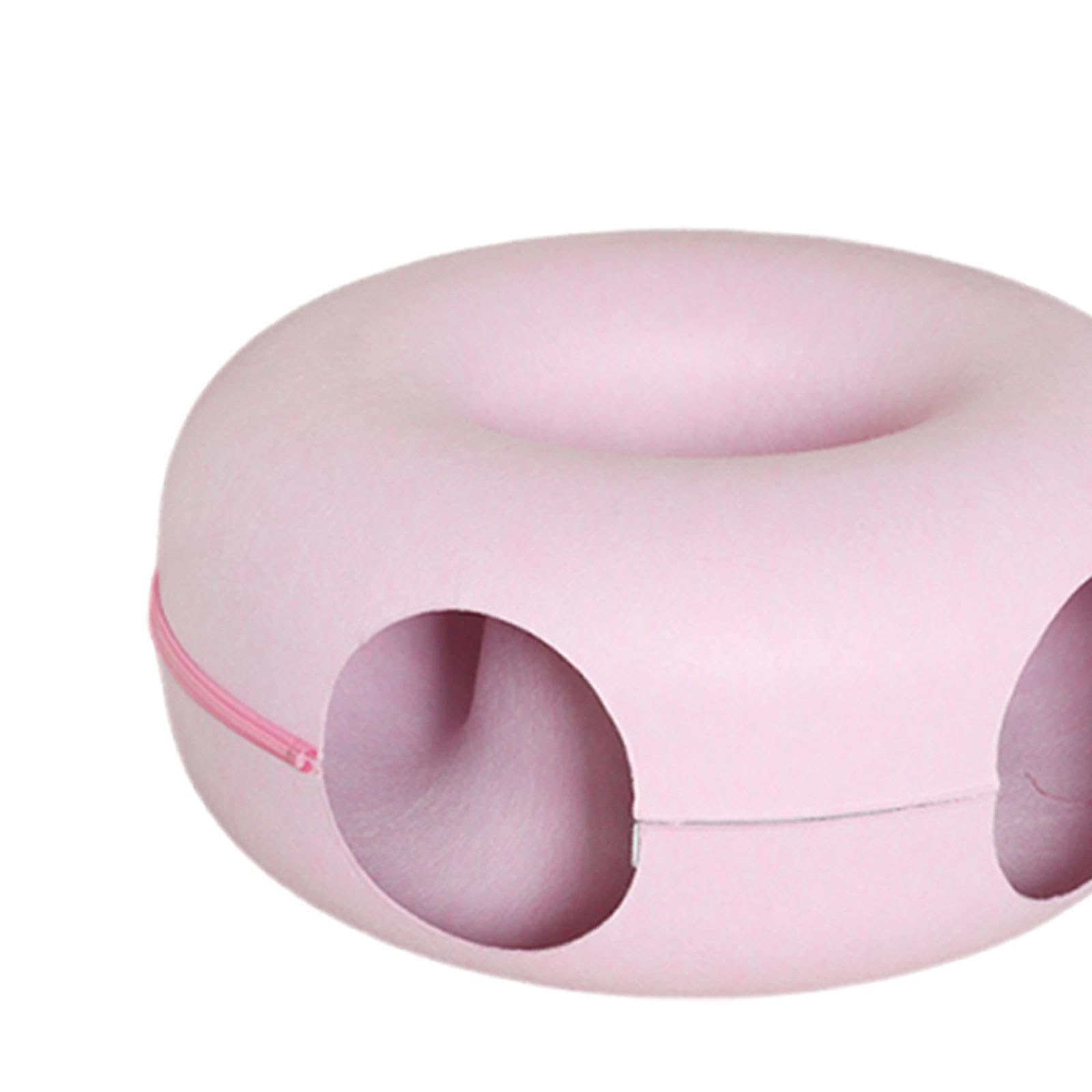 B Baosity Cat Tunnel Cama Donut Circular Cojín Juguete Interactivo de Fieltro Transpirable para Diversión Y Ejercicio Adecuado para Gatos Gatitos, Rosa