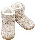 Panda Bros Slipper Socks For Women With Grippers, Fuzzy Womens Slipper Booties With Non Slip Bottoms, Cozy Warm House Slippers(Wheat New, 8-10)
