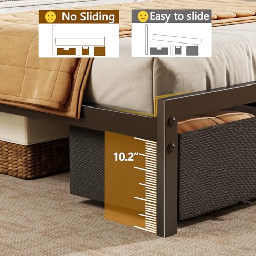 Image of Furnulem Twin Bed Frame with 2 Storage Drawers & Charging Station, Twin Platform Bed Frame with Headboard & LED Lights, No Box Spring Needed, All in One, Easy to Install, Noise Free (500 lbs Capacity)