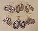 Agate Geode Jewelry Earrings, Natural Stone Slice Dangle w/Center Druzy Crystals, Gold-Electroplate Edge