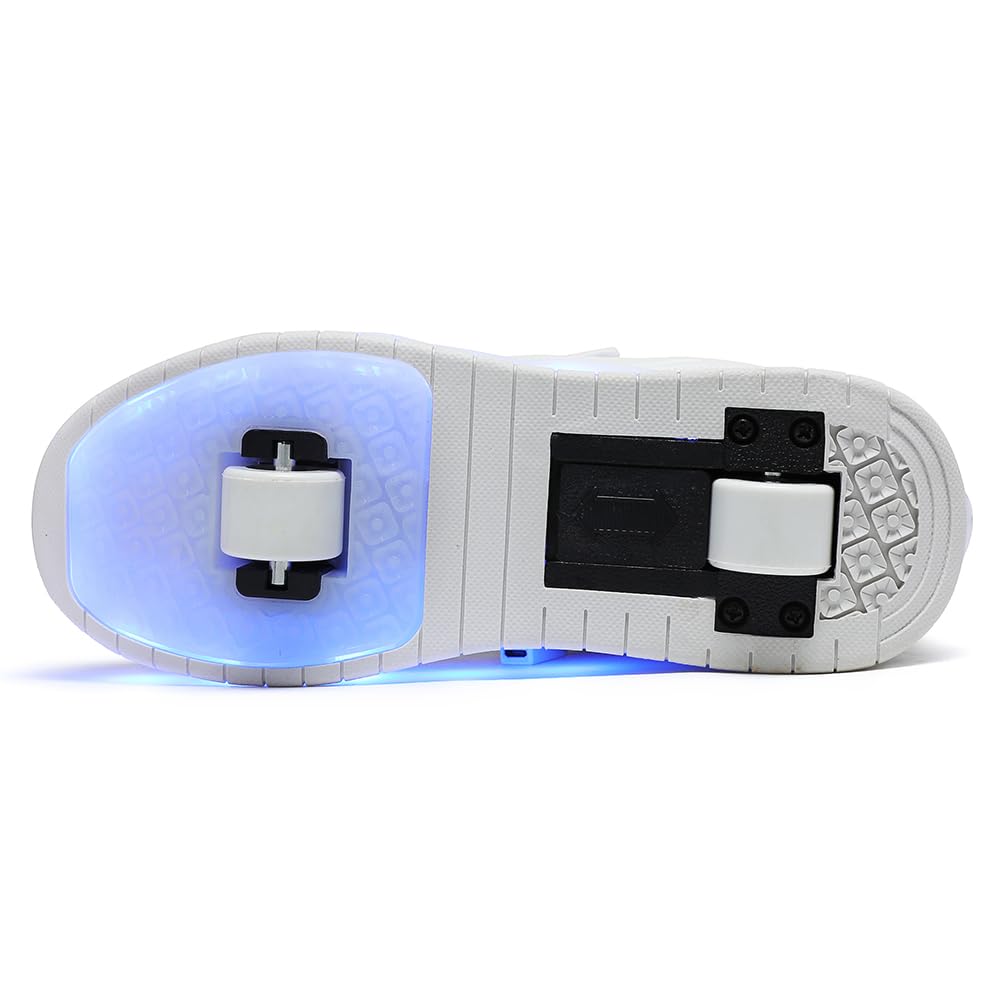 LED Chaussures à roulettes de Skateboard USB Rechargeable 7 Couleurs Clignotantes Chaussure avec Rouleau Multisports Outdoor Gymnastique Sneaker Automatiques Rétractables Enfant Baskets Mode