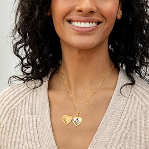 Custom4U Personalized Heart Locket Necklace with Pictures,Sunflower/Angel Wings/Heart Shaped Lockets Custom Photo,Gold/Rose Gold/White Lockets That Holds Picture,Customized Memorial Jewelry for Women2