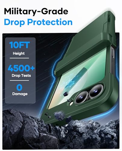 Image of ASAFCASE for Samsung Galaxy Z Flip 6 and Z Flip 7 FE Wallet Case, Green | Card Holder (3 Cards), Hinge Protection & Outer Screen Protector, Shockproof Rugged & Full Body Protective Wallet Cover 5G