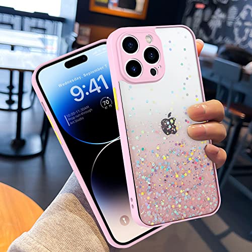Image of DIZORO Compatible with iPhone 14 Pro Max Case 6.7 inch, Non Moving Glitter Cover for Girls & Women Soft TPU Shockproof Case Anti Scratch Drop Protection Cover|Pink