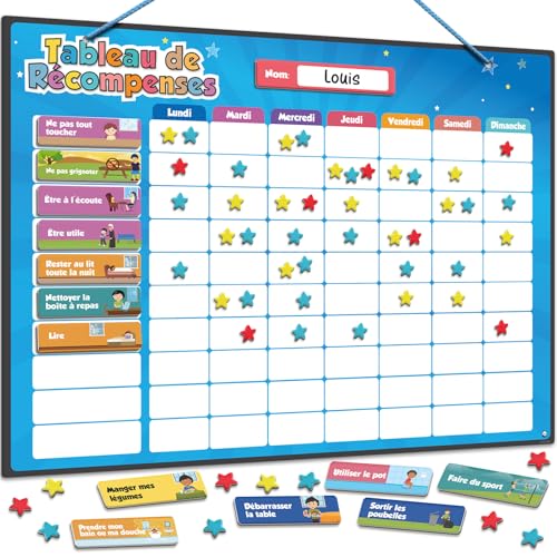 Smart Panda Tableau de Récompenses pour Enfants – Tableau Magnétique pour Inspirer Un Bon Comportement – pour Garçons et Filles avec 80+ Tâches et 300 Etoiles...