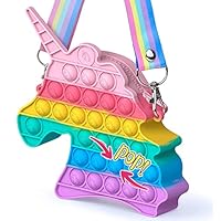 GORAYA Unicorn Pop it Bag for Girls and Kids, Fidget Shoulder Bag and sensory figet, Popit fidget handbag, Pop Fidget purse, Gift as poppet fidget toys for Kids, Birthday Eid, Xmas & Ramadan Gift