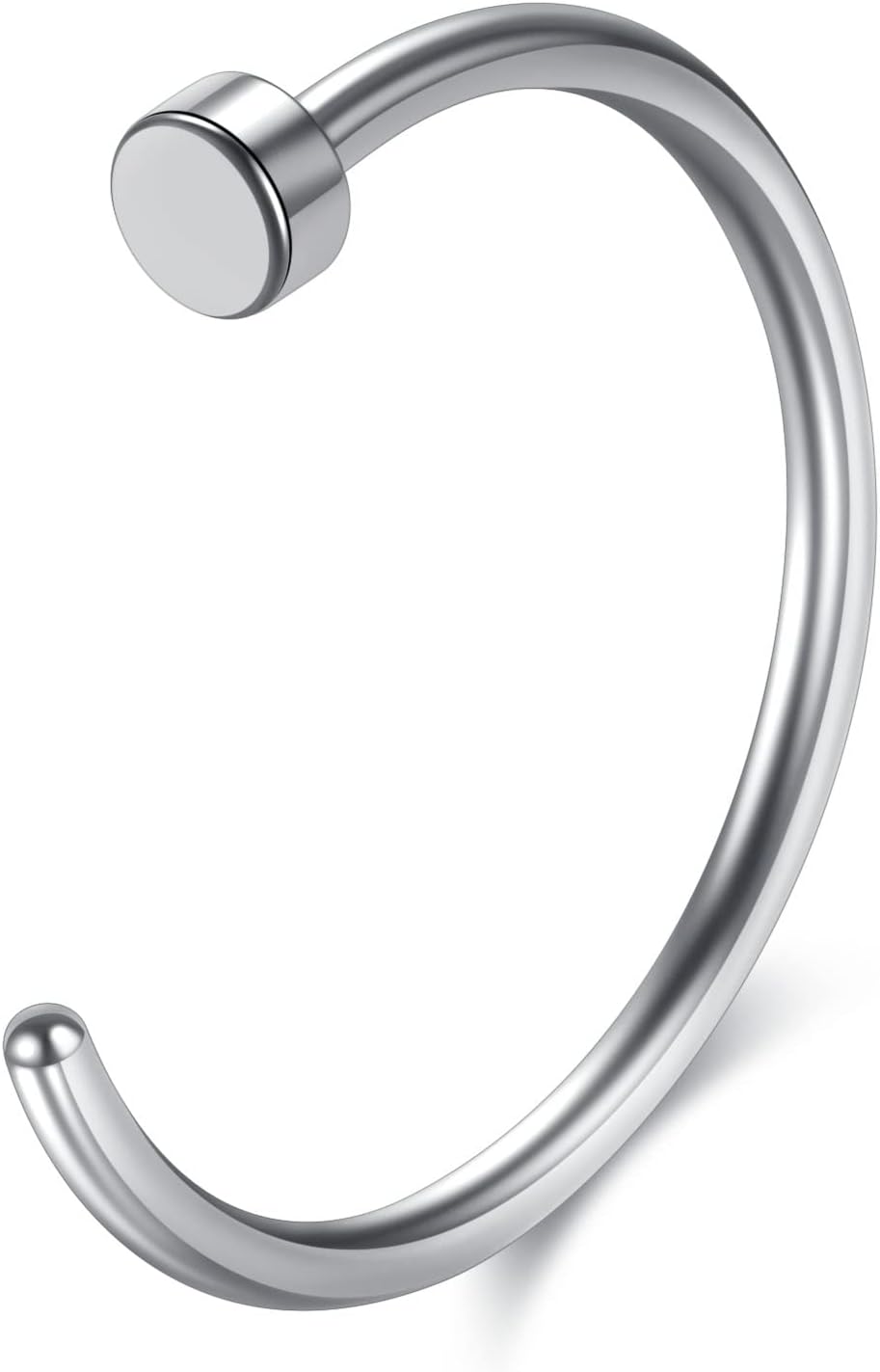 Sterling Nose Ring C-Shape Plain Silver 316L Surgical Steel Body Piercings, Lip Rings, 20g, 0.8mm Thickness, 10mm Diameter