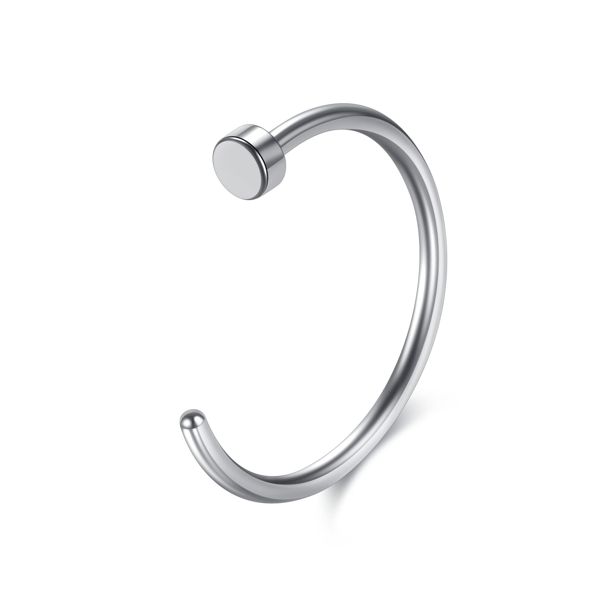 GenericSterling Nose Rings C-Shape Plain Silver Nose Rings 316L Surgical Steel Nose Rings,Lip Rings,Body Piercing 20g 0.8mm Thickness With 10mm Diameter