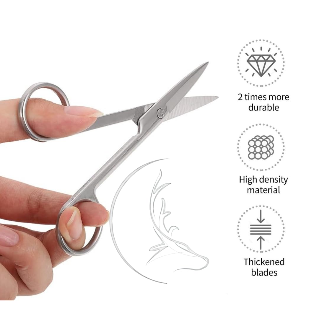 Stainless Steel Small Kenchi/Scissors for Manicure, Pedicure Eyebrow, Eyelashes Grooming, Nose,Beard,Facial,Bikini Hair Trimming, Cuticles Scissors β Pack of 2 1