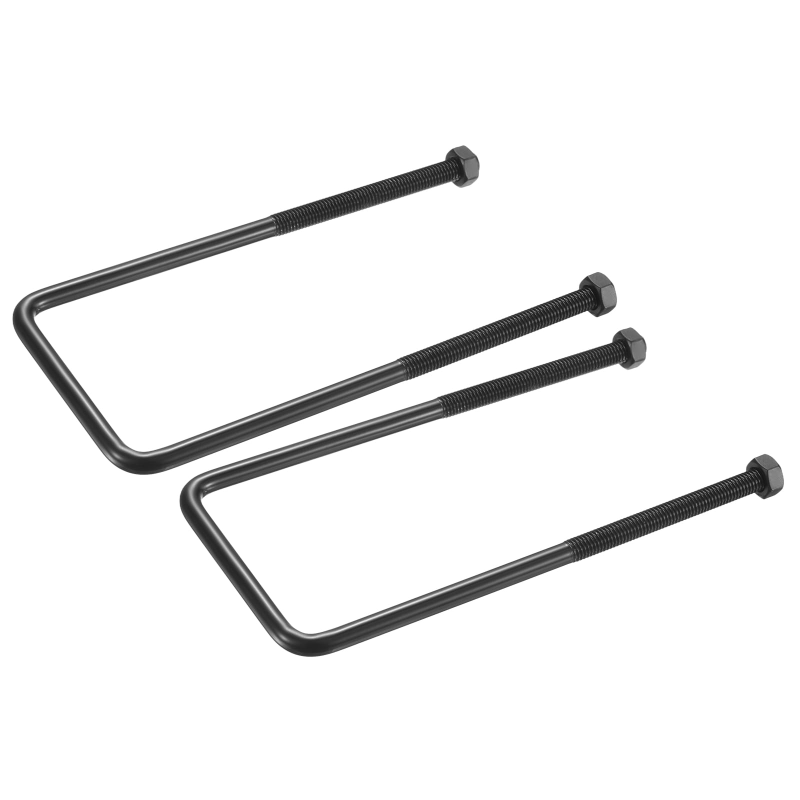 sourcing map 2 Sets M8 Square U-Bolts, 70mm (2.76") Inner Width 180mm (7.09") Length 304 Stainless Steel U-Clamp Bolt Electroplated with Nuts for Automobile, Trailer, Boat Trail, Black