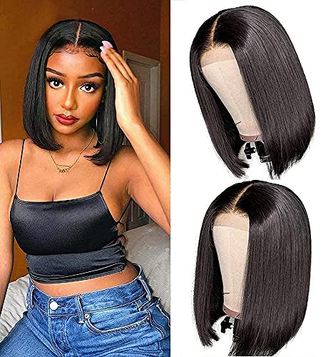 Lace Front Human Hair Wigs Brazilian Straight Bob Wig Human Hair 4x1 T Part Bob Lace Front Wigs 150% Density Short Bob Wigs for Black Women