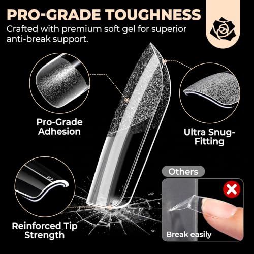 Image of UNA GELLA Medium Square Nail Tips 450PCS Fake Acrylic Gel Nail Tips