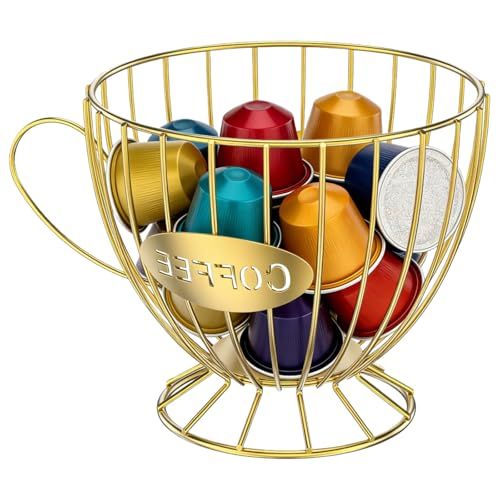 Panier pour capsules de café en métal doré en forme de tasse pour cuisine