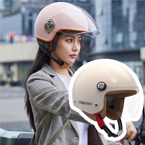 Casco de moto vintage beige ideal para rutas en scooter y cross 7