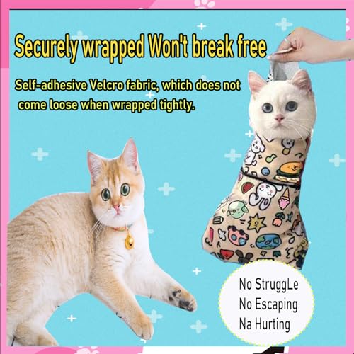 Image of Cat Wrap for Cutting Nails, Cat Restraint Wrap for Nail Clipping and Grooming，Self-Adherent, Anti-Bite, Anti-Scratch，Cat Swaddle Wrap for Calming & Holding Cat (L (within11.1lbs))