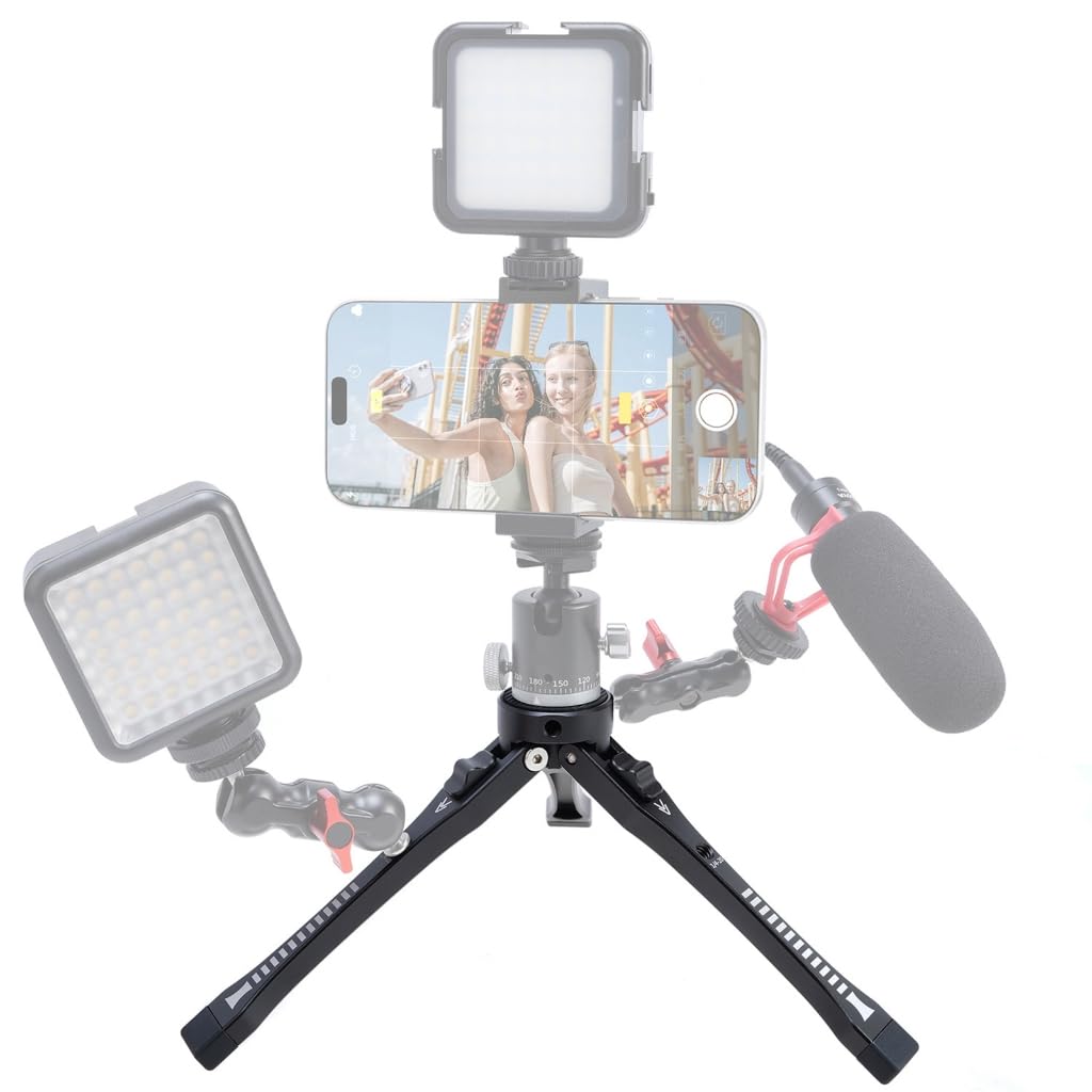 Treppiede compatto con gambe regolabili in alluminio per fotografia e registrazione video