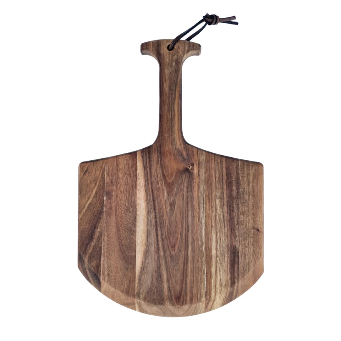 Pala para pizza de madera de acacia, 450 x 305 x 13 mm, pala para pizza con bordes redondeados y mango alargado, pala para pan para pizzas de diferentes tamaños