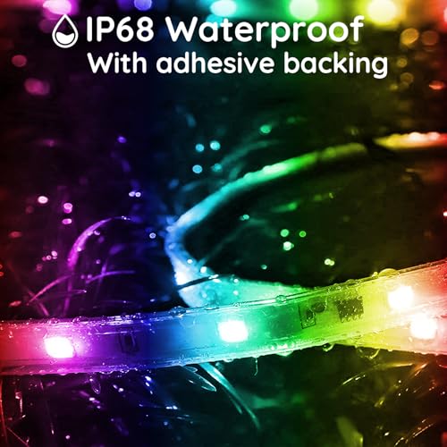 Image of 400ft Outdoor LED Strip Lights Waterproof,IP68 Outside Led Light Strips Waterproof with App and Remote,Music Sync RGB Exterior Led Rope Lights with Self Adhesive Back for Roof,Deck