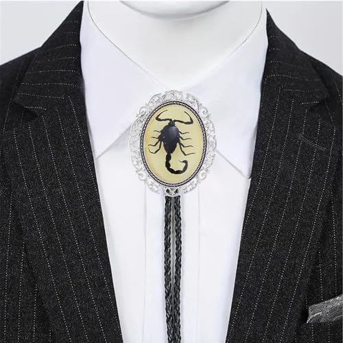 Image of Jeilwiy Bolo Tie for Men Real Stone Westwern Cowboy Ties Silver Bolos Women Leather Necktie Gift for Birthday Christmas