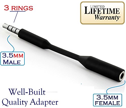 Josi Minea 3.5mm Audio Jack Extender Headphone Adapter with 4-Pole 3.5mm Connectors (3 Ring Jack) for Apple iPhone 6/6S/6+/5S/5 iPad Samsung Galaxy S6/S5 Note 4/3 Nokia & Most Smartphones & Tablets