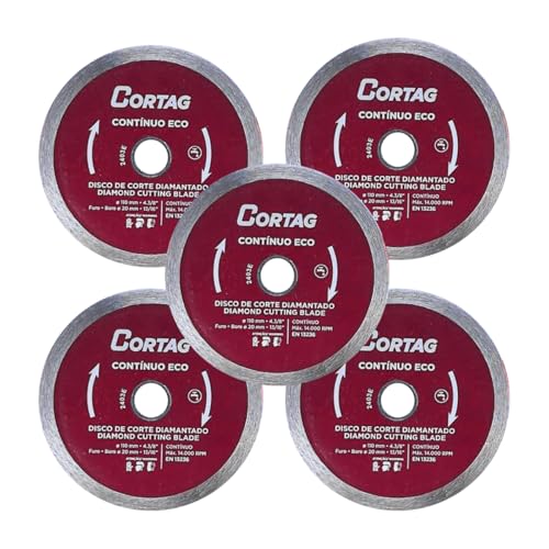 Disco De Corte Continuo Diamantado Eco Cerâmica Porcelanato 110mm Profissional Vermelho - 5 Unidades
