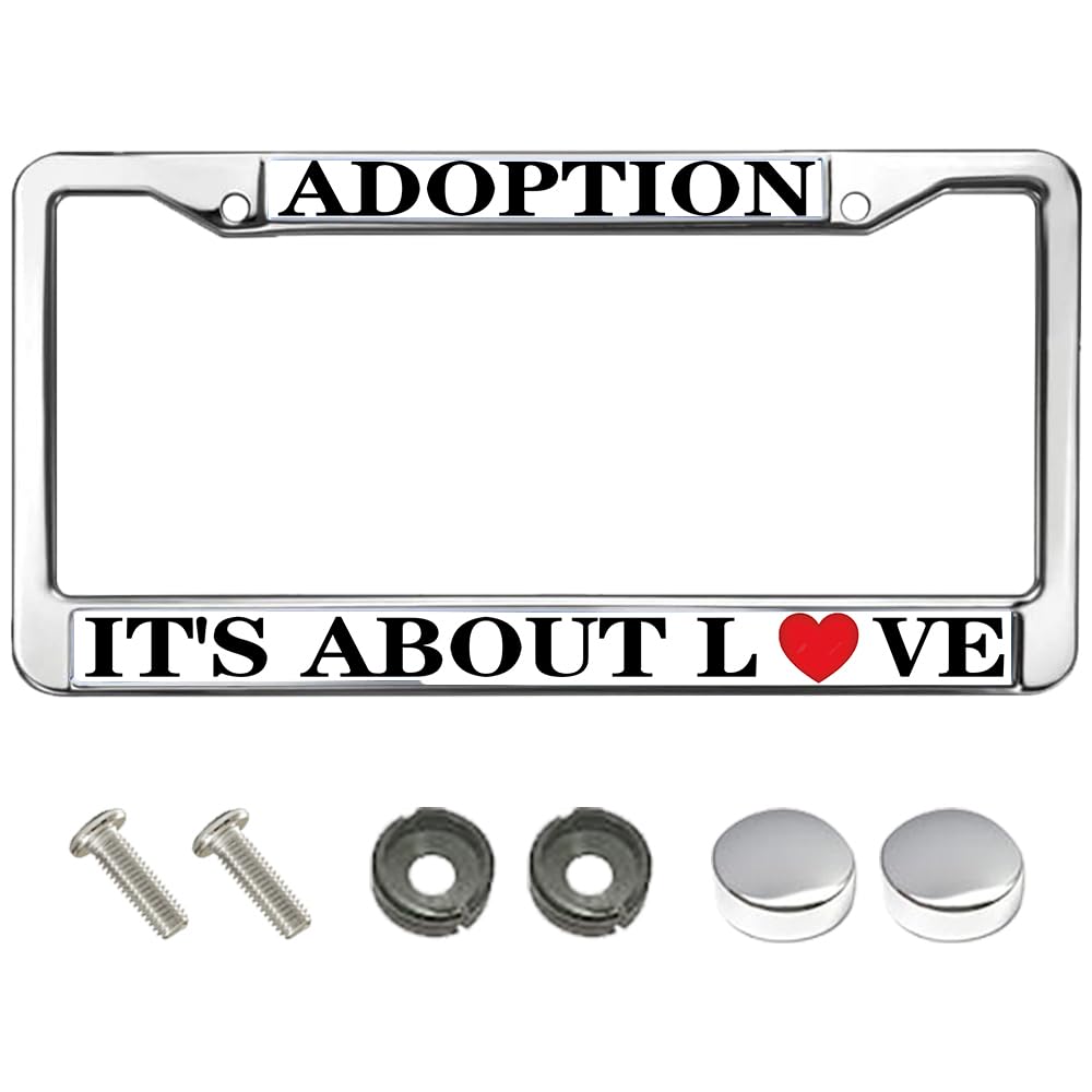 Adoption It's About Love License Plate Frame Custom Dog Cat Adoption Pride License Plate Frame for Patriotic People with Mounting Hardware Kit, ASIFCSKU119