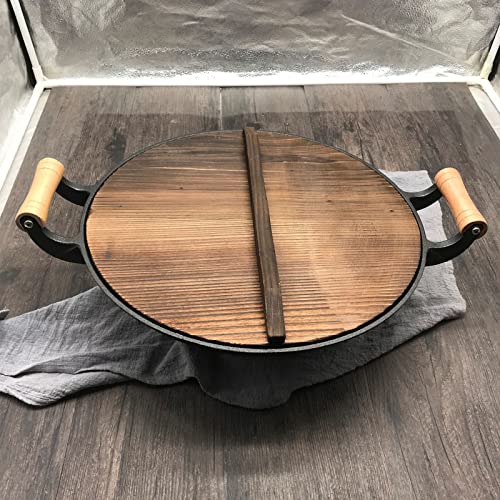 Wok de Hierro Fundido 36 cm con Tapa de Madera miniatura 3