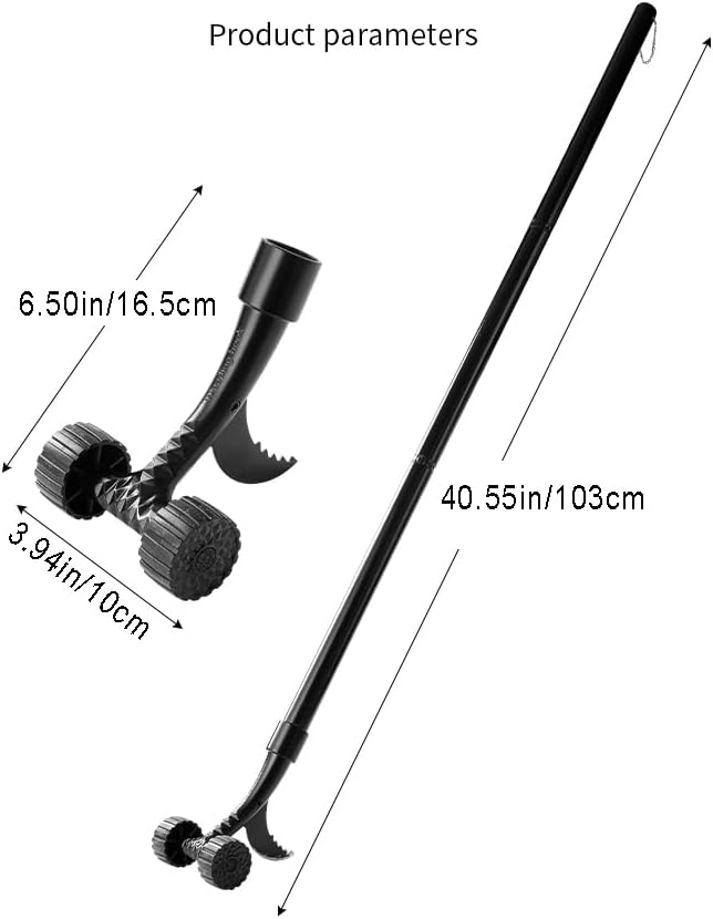 Miniatura 8 de Herramienta de deshierbe con ruedas con longitud de mango ajustable, lo que permite limpiar sin esfuerzo las malas hierbas en las esquinas.