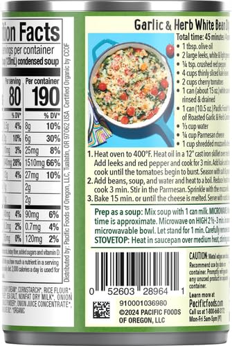 Image of Pacific Foods Organic Condensed Cream of Roasted Garlic and Herb Soup, 10.5 oz Can (Pack of 4)