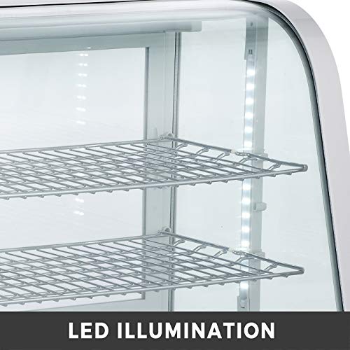 Image of VBENLEM 3.5cu.ft. Commercial Countertop Refrigerator 100L White Bakery Dairy Display Cooler Case with Automatic Defrost LED Lighting Suit for Cake Roaster Shop Cafe Use