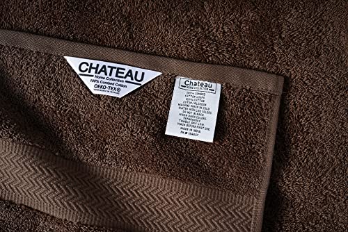 18 Piece Bath Towels Set, 100% Cotton Bathroom Towels, Super Absorbent Towel Sets For Bathroom, Gym Towels, Spa Towels, 4 Large Bath Towels, 6 Hand Towels, 8 Washcloths - Chocolate Brown #TOP1
