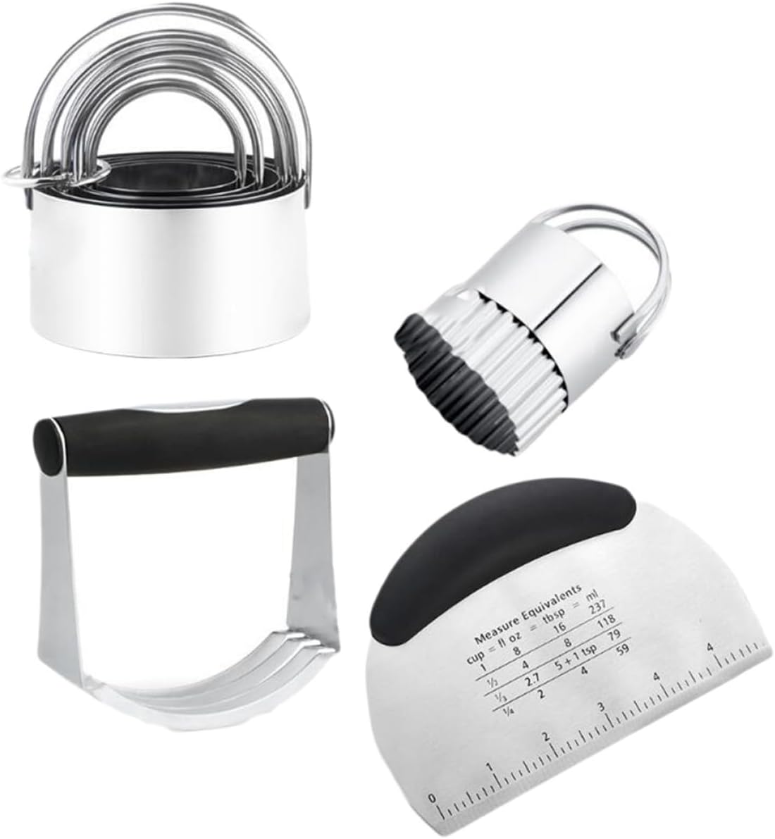 Ciieeo Stainless Steel Dough Chopper and Cookie Cutter Baking Tool Set with Pastry Scraper for Cookie Baking Supplies and Dough Cutting in Kitchen