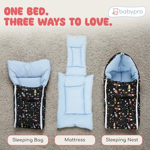 Image of BabyPro 3-in-1 Baby Sleeping Bag, Carry Nest & Mattress, Travel Baby Bed for Newborns (0 to 6 Months)