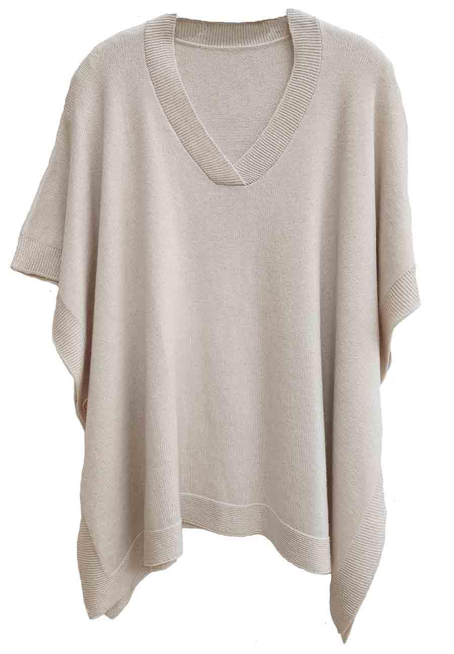 Modena Womens ExtraSoft Fine Knit Pullover Poncho Sleeveless Open Sides V Neck Easy On and Off