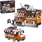 City Coffee Shop Building Blocks Set, Street View Cafe House Building Toys with Coffee Car,STEM Construction Toys for Home Decor& Display,Birthday Gift for Adults Kids Boys Girls 8-12(1185Pcs)