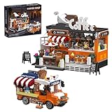EITOLNR City Coffee Shop Building Blocks Set, Street View Cafe House Building Toys with Coffee Car,STEM Construction Toys for Home Decor& Display,Birthday Gift for Adults Kids Boys Girls 8-12(1185Pcs)