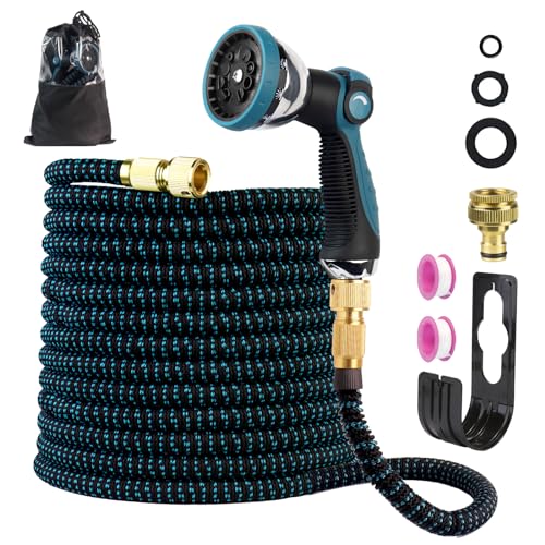 Manguera de Jardín Extensible 15M - Mangueras Jardin con 10 Funciones Pistola Hose Con 3/4' y 1/2' Accesorios de aleación de zinc.Flexiblespara el Riego de Plantas Hortícolas