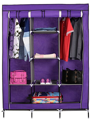 Image of GTC 6+2 Layer Fancy and Portable Foldable Collapsible Closet /Cabinet (Need to Be Assembled) (88130) (Purple) Storage Unit