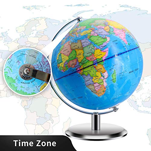 World Globes for Kids - Larger Size 12" Educational World Globe with Stand Adults Desktop Geographic Globes Discovery World Globe Educational Toy for Children - Geography Learning Toy (12inch) - Thumbnail 7