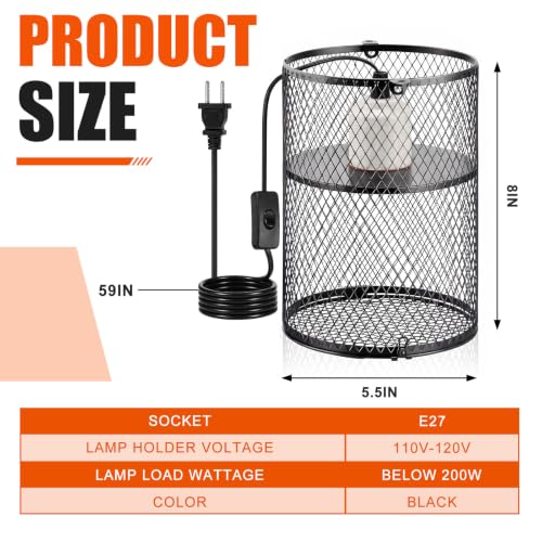Image of VIHOSE 1 Pcs Reptile Heat Lamp Guard Anti Scald, 5.5 Inch, White, Black