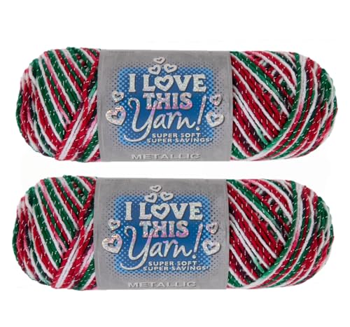 Hobby Lobby Metallic I Love This Yarn 738 Christmas Set of 2