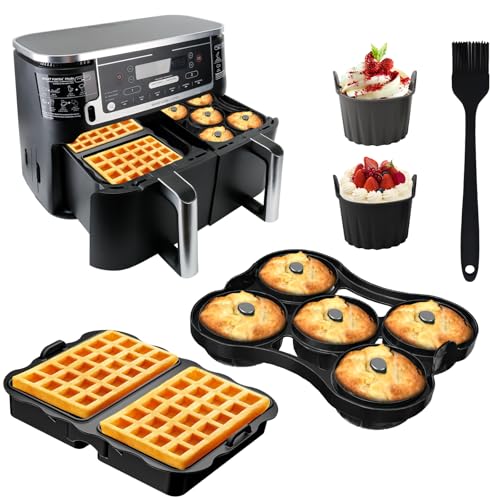5 Stück Ninja Heißluftfritteuse Zubehör, Mini Gugelhupf Backform für Ninja AF400EU, AF500EU, SL400EU und Cookwise 9L Cos...